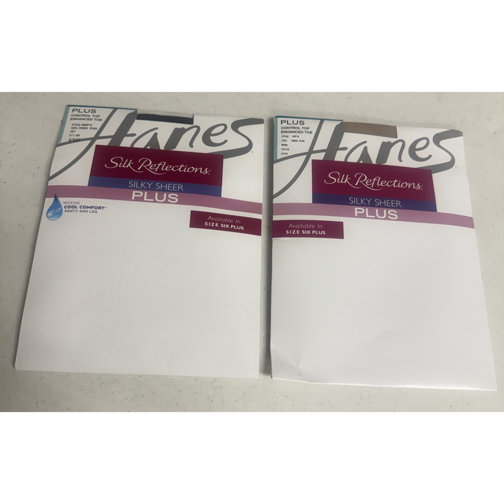 NOS Vintage Hanes Pantyhose Silk Reflections plus size 3X black nude new
